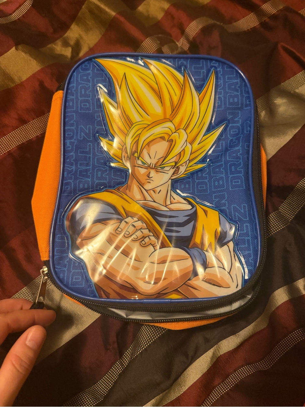 Blue & Orange Kids Dragon Hero Lunch Bag with Super Saiyan Graphic